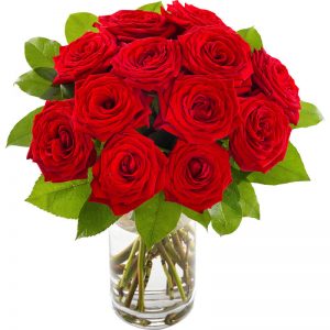 "100 prosent kjærlighet" - rød rosebukett med store røde roser hos nettblomst.no